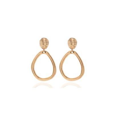Gold tone drop hoop clipped earrings